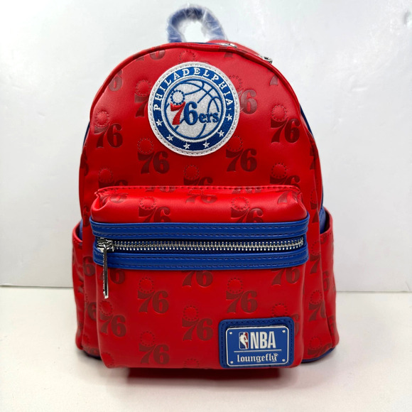 New Loungefly NBA Philadelphia 76ers Mini Debossed Backpack Basketball NWT - Picture 1 of 11